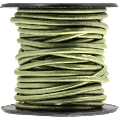 Afbeelding van DQ Leer Rond (1 mm) Metallic Vintage Green (10 Meter)