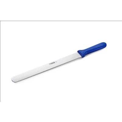 Afbeelding van thermohauser Bakkersmes (staal, roestvrij), enkelzijdig gekarteld, met blauwe kunststof handgreep, lemmet: 31 cm, blauw handvat