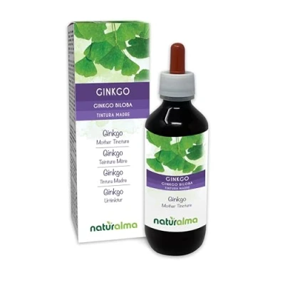 Afbeelding van Ginkgo of Japanse notenboom (Ginkgo biloba) bladeren Alcoholvrije moedertinctuur Naturalma Vloeibaar extract druppels 200 ml Voedingssupplement Veganistisch