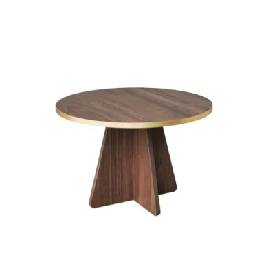 Afbeelding van Ralia ronde salontafel D60cm Donker hout en goud Menzzo