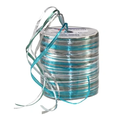 Afbeelding van Cadeaulint Raphia multi rol Pearl turquoise/grijs 50 m