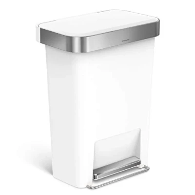 Afbeelding van Simplehuman pedaalemmer Rectangular Kunststof met Liner Pocket 45 ltr wit/RVS