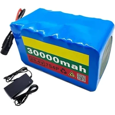 Afbeelding van E Bike Accu 24V 30Ah 7S4P Elektrische Fiets Lithium ION Pack voor 50W 200W 350W 400W 500W Motor Scooter met 20A BMS en Oplader 30Ah,XT60
