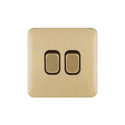 Afbeelding van Schneider Electric ggbl1022bsbs gladde schroefloze Deco 10 AX 2 G W schakelaar BSB, 240 V, satijn messing