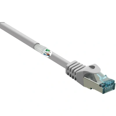 Afbeelding van Renkforce RF 5044048 RJ45 Netwerkkabel, patchkabel CAT 6A S/FTP 0.15 m Grijs Vlambestendig 1 stuk(s)