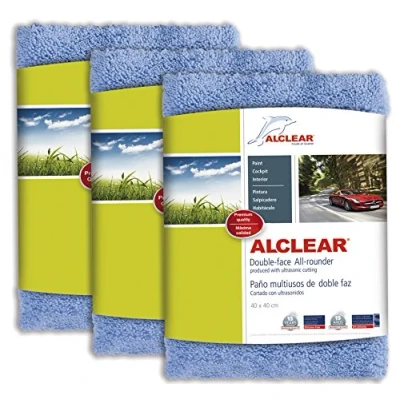 Afbeelding van ALCLEAR polijstdoeken 2 zijdige allrounder voor automotorfiets en polijstmachine, details microvezel polijstdoekset, set van 3, absorberend 40x40 cm blauw.