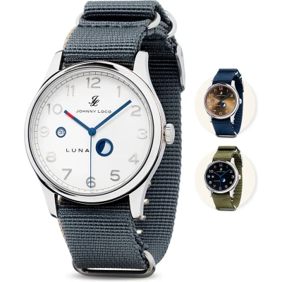 Afbeelding van Johnny Loco Luna II Horloge Heren Saffierkristal 41,3mm Waterdicht tot op 100M Chalk