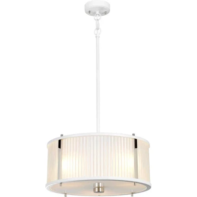 Afbeelding van Elstead Lighting LED Pendelarmatuur Corona 3X E27 Max 60W Dimbaar White Satin Painted/ Polished Nickel