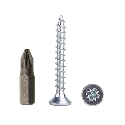 Afbeelding van 400 stuks verzinkt staal 4,0 x 25 mm houtschroeven, spaanplaatschroeven, universele Pozi aandrijfschroef, PZ, volledig schroefdraad, verzonken kop (400, mm)