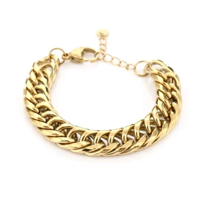 Afbeelding van Bijoutheek Armband (Sieraad) Schakel 1,3cm dik Goud