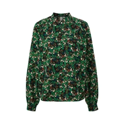 Afbeelding van QS MIT ALL OVER Print Blouse, Dames, Maat: 32, Smaragd