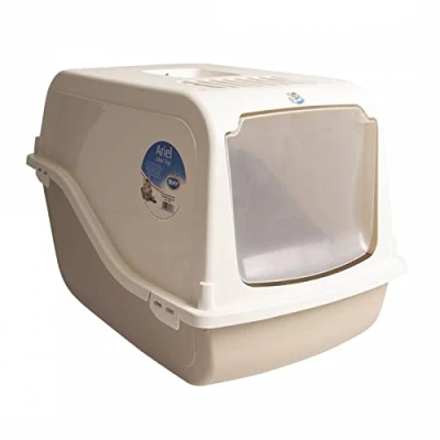 Afbeelding van Duvo+ Ariel Grote Kattenbak Met Filter Taupe 57 x 39 38 cm