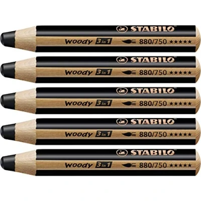 Afbeelding van STABILO Woody 3 in 1 Multitalent Potlood Zwart Doos Met 5 Stuks