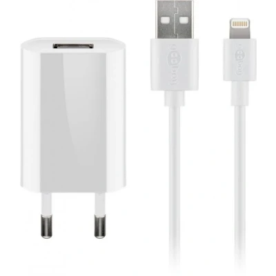 Afbeelding van USB A oplader + Lightning kabel 1000 mA Goobay