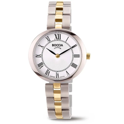 Afbeelding van Boccia 3346 02 Horloge titanium zilver en goudkleurig wit 30 mm