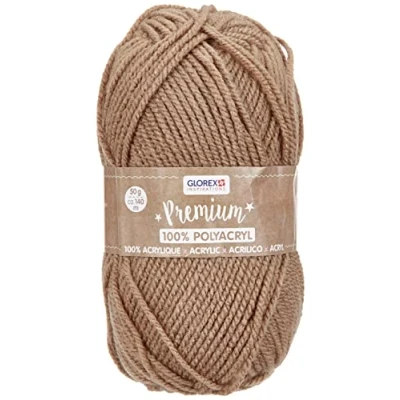 Afbeelding van Glorex 5 1001 12 Premium wol van 100% acryl, gemakkelijk te verwerken, veelzijdig inzetbaar, verwarmend, zacht, niet kriebelend, 50 g, ca. 140 m, bruin