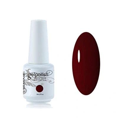 Afbeelding van Vishine Soak Off nagellak 8ml, semi permanent, UV, LED, nail art, manicure, donkerrood #1577