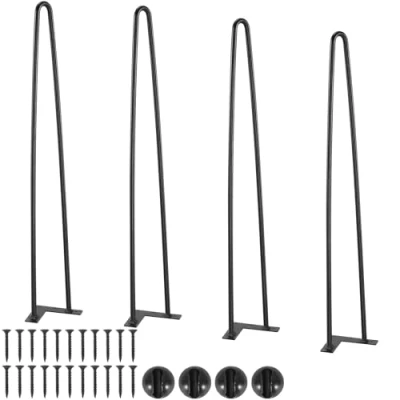 Afbeelding van VEVOR 711,2 mm haarspeld meubelpoten, metalen doe het zelf projecten voor nachtkastje, salontafel, bureau, 226,8 kg laadvermogen met rubberen vloerbeschermers, zware stevige moderne