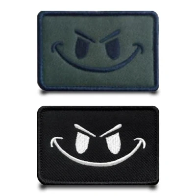 Afbeelding van 2 stuks glimlach grappige vlag patch afneembare patches met klittenbandsluiting applicatie tactische militaire voor jas vest klittenband rugzakken kleding tassen badge