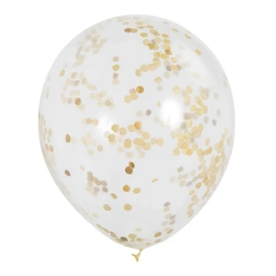 Afbeelding van Ballon transparant met goud confetti 6 stuks