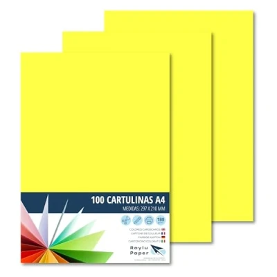Afbeelding van Raylu Paper® A4 100 stuks kleur citroengeel, ideaal voor bindwerk, kantoorwerk, tekenen, knutselen, school geschikt (gele citroen)