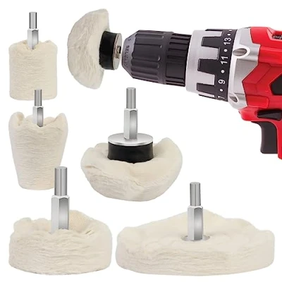 Afbeelding van GADLANE polijstwiel voor boor 6 stuks polijstpads, metaal, aluminium, roestvrij staal, chroom, glas en doe het zelf projecten boorbuffer bevestiging PACK