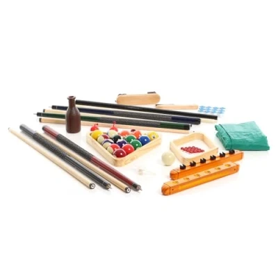 Afbeelding van Wiltec biljartset all in one accessoires complete set met 4 keuen, driehoek en muurhouder biljart