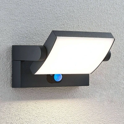 Afbeelding van Lindby solar buitenlamp 1licht aluminium, kunststof H: 10.5 cm donkergrijs, gesatineerd wit Inclusief lichtbron