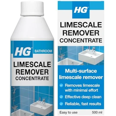 Afbeelding van HG kalkverwijderaar, schuimspray, super krachtig, gootsteenkraan en toilet badkamerreiniger ontkalker voor douchekoppen, chroom, baden schermen 500 ml