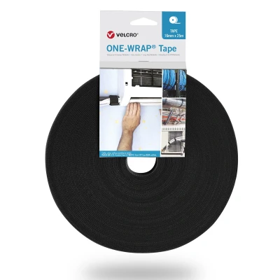 Afbeelding van VELCRO® One Wrap® Klittenband 10 mm breed 25 meter vlamvertragend Zwart
