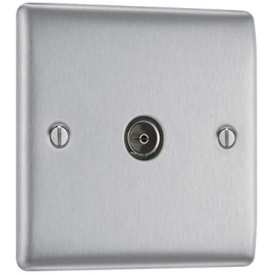 Afbeelding van BG Electrical NBS60 01 enkele coaxiale aansluiting, geborsteld staal