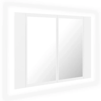 Afbeelding van vidaXL Badkamerkast met spiegel en LED 60x12x45 cm acryl wit