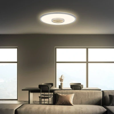 Afbeelding van Briloner Toro LED plafondlamp 3847014 Tunnel effect 3 schakelstanden Indirect licht Memory functie Warm wit Ø42 x 4 cm Mat chroom