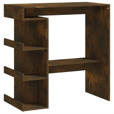 Afbeelding van vidaXL Bartafel met opbergrek 100x50x101,5 cm spaanplaat gerookt eiken, pubtafel, bistrotafel, hoge tafel, kroegtafel, ontbijttafel, pubtafels