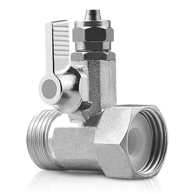 Afbeelding van afsluitventiel adapter T stuk 3/8 x 1/4 slang wateraansluiting met afsluitkraan adapter, voor het aansluiten van 2 apparaten