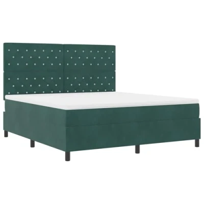 Afbeelding van vidaXL Boxspringbed met Matras &amp; LED Donkergroen 180x200 cm Fluweel