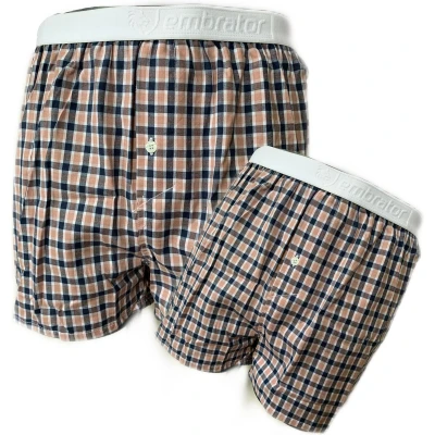 Afbeelding van Embrator 2 stuks mannen Boxershorts geweven katoen wit/beige/donkerblauw maat M