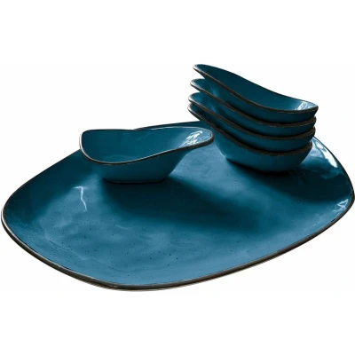 Afbeelding van LOBERON Serveerschaal set van 6 Biarré blauw