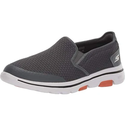 Afbeelding van Skechers Go Walk 5 Apprize Slip On Sneakers voor heren, Houtskool Textiel Synthetische Witte Trim, 43 EU