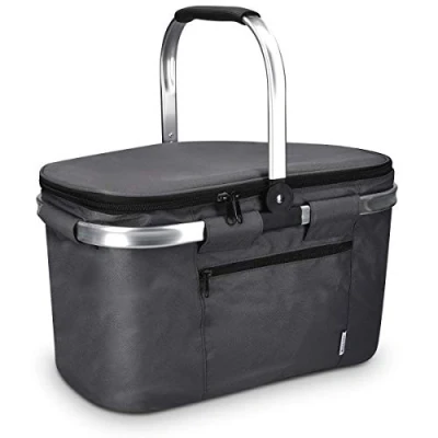 Afbeelding van Navaris geïsoleerde picknickmand tas 27L Opvouwbare koeltas met handvat Koelbox Voor eten en drinken op reis de camping Grijs