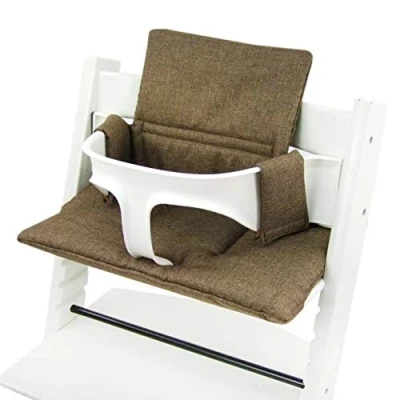 Afbeelding van Bambiniwelt Reserveovertrek, overtrek, zitkussen, kussenset, stoelverkleiner, compatibel met Stokke Tripp Trapp voor hoge stoel, kinderstoel, ORG. Gemeleerd (gemêleerd, lichtbruin ORG.)