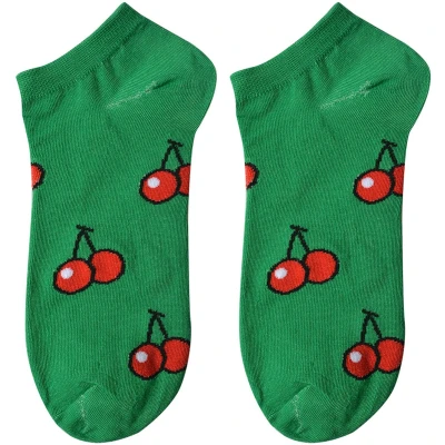 Afbeelding van Clayre &amp; Eef Grappige Sokken one size Groen Polyester Kersen