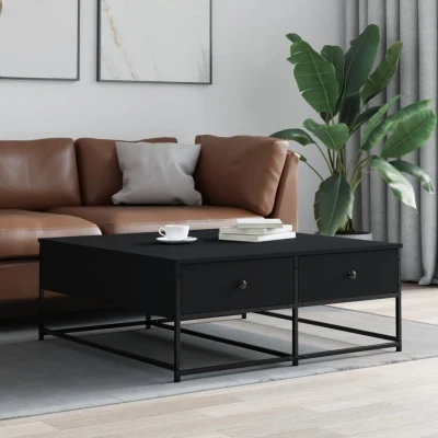Afbeelding van Salontafel 100x99x40 cm bewerkt hout zwart