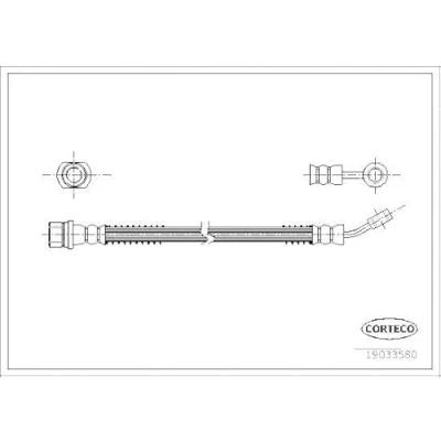Afbeelding van CORTECO 19033580 Remslang Vooras 310mm KIA: Picanto I (SA) 1.1, 1.0, 1.1 CRDi 2004 2011