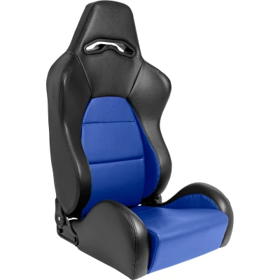Afbeelding van AutoStyle Sportstoel &#039;Eco&#039; Zwart/Blauw Kunstleder Linkerzijde verstelbare rugleuning incl. sledes