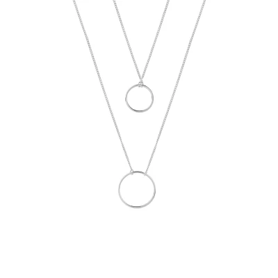 Afbeelding van Zilver Plated dubbele ketting met cirkel