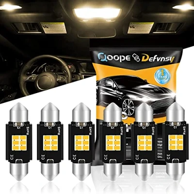 Afbeelding van DEFVNSY Set van 6 Xenon 41 MM 1,61&quot; Warm Wit Extreem Helder 400 Lums Niet polariteit Canbus Foutloos 3020 6SMD LED Festoen Lampen voor 211 2 569 578 Interieur Autolampen 12V 24V