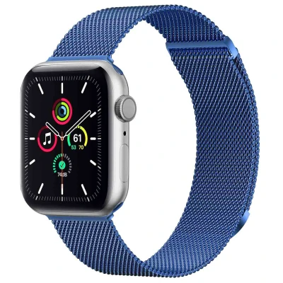 Afbeelding van Apple Watch bandje Milanees Blauw Geschikt voor Series 1 9 / SE Ultra (2)