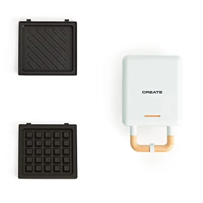 Afbeelding van CREATE STONE 2 in 1 COMPACT Sandwichgrill en wafelijzer met verwisselbare platen Pastel Blauw
