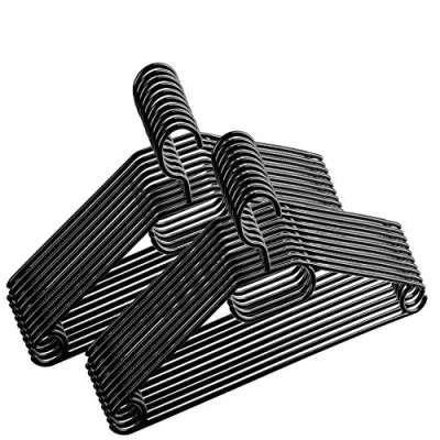 Afbeelding van 100 stuks kleerhangers, zwart, kunststof, draaibare haak + schoenlepel, made in EU, milieuvriendelijk omdat 100% gerecycled materiaal, Centi